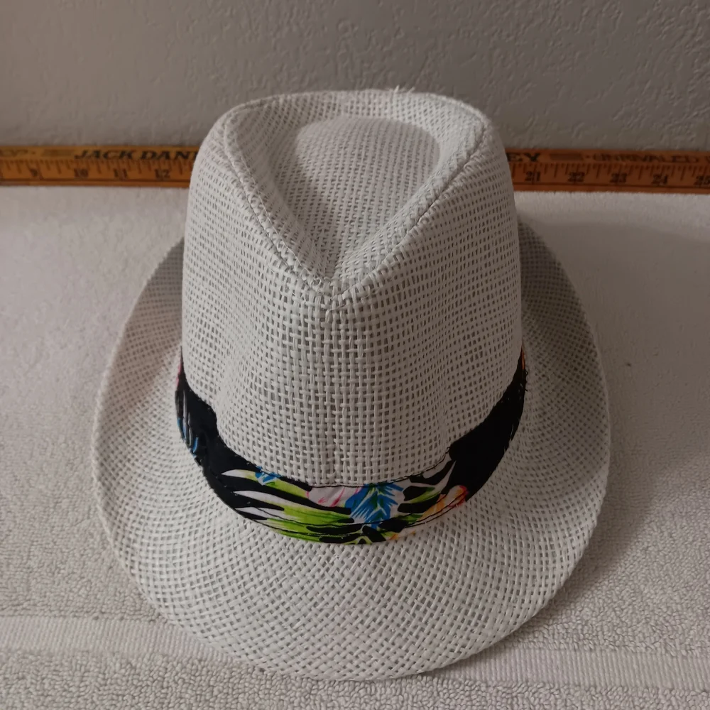 White Fedora with Tropical Band